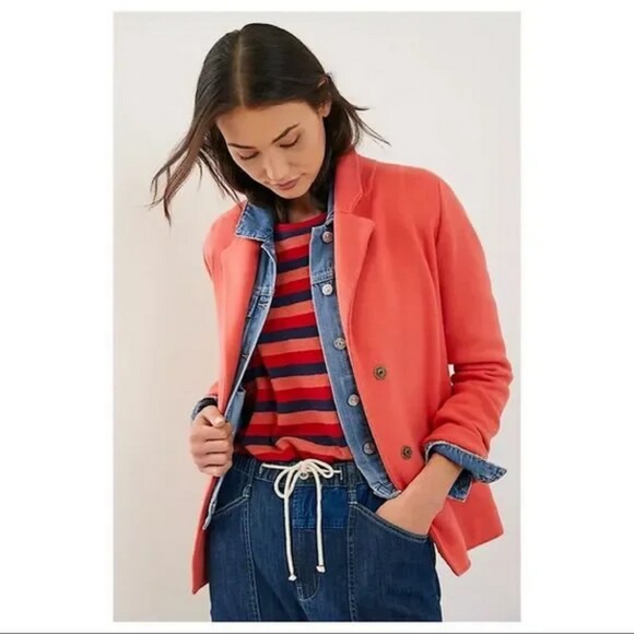 Pink Anthropologie Maeve Collared Snap-Front Knit Sweater Blazer Jacket (NWT) - Picture 5 of 5